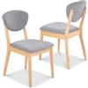 BAKAJI Set 2 Sedie Sala da Pranzo Salotto Cucina Design Moderno Struttura in Legno e Seduta Imbottita in Ecopelle Dimensioni 46 x 46 x 98,5 cm (Legno Chiaro - Tessuto Grigio)