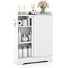 GIANTEX - Armadietto da bagno con 2 ante scorrevoli e ripiani regolabili, con porta carta igienica e porta spazzolini, 60 x 20 x 80 cm (Bianco)