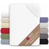 Biberna 0012344 Lenzuolo Frottee-Stretch (Altezza Materasso max. 22 cm) 1X 90X190 cm > 100X200 cm, Bianca