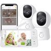 ARENTI Baby Monitor con 2 Telecamere Wifi, Telecamera Bambini con Monitor 5'', Rilevamento Intelligente, Audio Bidirezionale, Promemoria di Allattamento, Sensore di Temperatura
