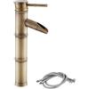 Wootap Rubinetto per lavabo da bagno in ottone anticato, miscelatore a cascata per lavabo a leva singola, rubinetto per lavabo a caldo e freddo
