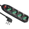 EXTRASTAR multipresa presa con interruttore automatico di protezione 10 A,4 Posti Presa Schuko bipasso 2P+T,multipresa protetta,surge Arrest, Nero cavo 1,5