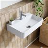 HOROW Lavabo a parete sospeso in ceramica bianco, rettangolare, 46 x 30 cm, lavandino con foro per rubinetto senza troppopieno, piccolo lavandino per ospiti