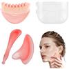 FinalCool 3 Pezzi Spazzola per Contorno Linfatico, Spazzola per Drenaggio Linfatico Viso con Gua Sha Viso, Massaggiatore, Pennello per Contorno, Strumento Rassodante, Scolpire Mento e Mascella, Rosa
