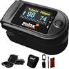 Pulox Pulsossimetro Pulox PO-200 Set - Saturimetro da dito professionale con custodia, borsa, batterie e cordino - Misurazione di SpO2, polso e PI sul dito