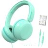 JBUNION Cuffie per bambini con cavo, cuffie cablate per bambini con microfono, limite di volume, jack da 3,5 mm, shareport, suono stereo, per ragazzi e ragazze, cuffie adesive per scuola/tablet/iPad
