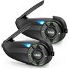EJEAS Q8 Mesh Interphone Moto Bluetooth Couple Étanche Casque Interphone jusqu'à 6 Motards avec Partage de Musique, annulation du Bruit, Universel