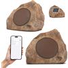 Homewell Outdoor Rock, altoparlante portatile wireless Bluetooth 5.0, ad energia solare, impermeabile, per patio, piscina, terrazza, cortile, giardino e casa (marrone, confezione da 2)