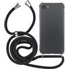 MyGadget Cover per iPhone SE 2022 | 2020 | 7 | 8 - Custodia con Corda - Case con Cordino Trasparente Antiurto con Laccio | Tracolla - Practical Stylish Nero