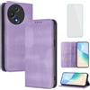 OUEAYIEN Cover per TCL 60R 5G Custodia a Libro con Vetro Temperato Vio | RFID,Antiurto,Pelle Portafoglio Case,Porta Carte,Supporto Stand,Vintage Flip Custodia per TCL 60 R T519H TCL60 R TCL60R