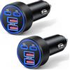 TOONKE 90W Caricatore Auto USB C(2 Pack), Caricabatteria Accendisigari Ricarica Rapida con 4 Porte,Compatibile con iPhone iPad Samsung Huawei Xiaomi
