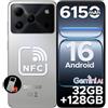 Luzglo Note56 Pro Smartphone Android 16, 6150mAh, 6.56 HD+ 90Hz IPS, 32GB + 128GB/2TB TF, 13MP+8MP, 4G Telefono Cellular offerta Smartphone, 8.45mm Ultrasottile, Dual SIM/Octa Core/Face ID/GPS, Naturale