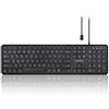 Perixx PERIBOARD-210 Tastiera USB-C Full Size con design ultra sottile e tasti silenziosi per computer, laptop, PC, desktop, UK QWERTY, nero
