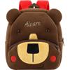 Amsgedhie Zaino per Bambini Personalizzato con Nome Ricamato Zaino Peluche per Piccoli Maschi Femmine Borsa Scuola Materna Morbida con Spallacci Regolabili Regalo di Compleanno per Bambini (Animale Orso Caffè)