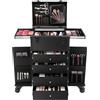 hongward Valigetta per cosmetici con 4 cassetti, grande valigetta per trucchi e unghie, beauty case, per parrucchieri, colore nero scuro