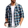 SwissWell Camicia Uomo Flanella Felpe Uomo Camicia a Quadri Manica Lunga Casual Camicia con Cappuccio Blu-Marrone M