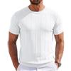 Elainone T-Shirt Uomo in Viscosa con Texture Verticale, Regular Fit | Maglia a maniche corte con girocollo a coste, pensata per ufficio, tempo libero, vacanze e giornate calde