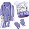 Disney Cappello Bambina Elsa Frozen, Set Invernale Cappello, Sciarpa, Guanti