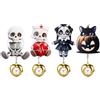 JewelryWe Orologio da infermiera per Halloween, con scheletro gotico, con teschio, per ragazze e gatti, a forma di cuore, retrattile, analogico, al quarzo, da donna, Set da 4 pezzi