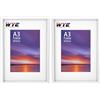 wyewye Cornice portafoto in legno formato A3, confezione da 2, solo da appendere alla parete, cornice per poster A3 con supporto A4, bianco