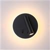 Generico Applique da Parete Interno Faretti da Lettura Rotondi Orientabili Girevoli da Lampada da Parete A LED da 8 W con Interruttore da 3 W per Comodini da Camera da Letto