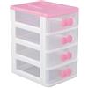 BWBNS Scatola portaoggetti in plastica multistrato per ragazze, graziosa decorazione per armadietti, mini cassetti in plastica, per bagno, dormitorio, scrivania, casa, ufficio (rosa 4 strati)