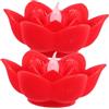 MAGICLULU Candele LED senza Fiamma a Forma di Loto 2 Pezzi, Lampada Elettronica Rossa in Plastica Simulazione Fiamma Tremolante, Risparmio Energetico per Feste e Ristoranti