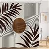 Hnmdmyi Tenda da doccia Boho 90x180, Astratto Marrone Foglie Tende da doccia metà secolo moderno minimalista geometrico estetico arte Beige Tenda da bagno impermeabile tessuto lavabile bagno