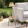 DJGIFI Lampada da Terra Solare Supporto Piante Treppiede Corda Nylon IP44 | Treppiede Metallo 3000K Caldo 119cm Altezza IP44 Corda Nylon Sensore Crepuscolare Montaggio Senza Attrezzi Giardino Terrazza
