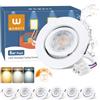 wowatt Faretti LED da Incasso per Cartongesso Orientabili Dimmerabili 3CCT | 6W 640LM Faretti LED Soffitto Incasso Regolabile Calda 3000K Naturale 4000K Fredda 6000K, IP44 Faretto Foro 68 mm, Set da 6