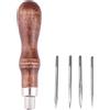 Hapivida Punteruolo per Cucire Pelle, Manico in Legno per Cuciture Precise, Kit Artigianale per Portafogli Cinture Sacchi da Boxe, 4 Punte intercambiabili