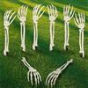 AOFOX Halloween realistico scheletro pali Zombie braccio fantasma staccato in plastica scheletro mani Yard Sign per oggetti di scena di Halloween (4-pare)