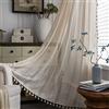 Sutuo Home, Tende beige boho in pizzo all'uncinetto, semitrasparenti, con nappe fatte a mano, con tasca per asta, stile rustico, per porta scorrevole in vetro, 1 pannello, 150 x 228 cm (larghezza x