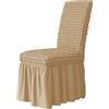 WANGLE Coprisedia elasticizzato con elegante gonna decorativa per sedie e sedie con bordo elastico, sfoderabile, lavabile, 2 pezzi, beige