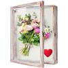 TJ.MOREE Scatola per ombre, con cornice grande per fiori, 33 x 40 cm, vintage, con finestra in vetro, porta di campagna, cornice profonda, bouquet di nozze, memorabilia, foto, ricordo - bianco rosa