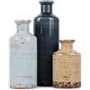 XIYOUQI Set di 3 vasi in ceramica blu e beige, vasi rustici in ceramica smaltata invecchiata, piccoli vasi da fiori vintage per decorazione domestica, fattoria, rustico moderno, mensola, mantello