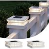HMAKGG Luce per Pilastro da Giardino 2 Pezzi, 3 Temperature, 2 Luminosità | Lampada Solare da Esterno IP44 per Pali 9x9 - 13x13 cm, 3000 K 4000 K 6000 K, Sensore Crepuscolare, Batteria 600 mAh, Bianco