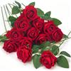 poraceous 12 Pezzi Rosso Artificiali Rosa, Di Rose Finte Fai da te con Gambo, Rosso Seta Rosa, per Decorazioni Nuziali, Addio al Nubilato, Artigianato, Casa, Baby Shower, San Valentino