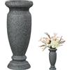 SIFOEL Vaso per cimitero, vaso funerario in resina per fiori da tavolo, per fiori artificiali o freschi, decorazioni per lapidi cimiteriali (1 pz, grigio), il fiore non è incluso, senza foro di drenaggio