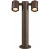 maolo Lampada da Giardino a 2 Luci GU10 - Paletto Esterno IP44 in Alluminio, Design Moderno, Altezza 45cm, Resistente ad Acqua e Polvere, per Vialetti, Terrazze, Giardini (Ruggine)