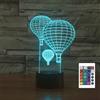 FLRXHK Mongolfiere 3D Illusion Luce Notturna Touch Tavolo Lampada da Tavolo con Telecomando 16 Colori Ottico USB LED Luce Notturna per Bambini Regalo Camera Decorazione
