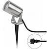 JNR Faretti da Giardino con picchetto da giardino e Spina, Argento (1) | Acciaio Inossidabile Faretti IP65 Impermeabile, con Cavo da 2 M e Spina, 230V GU10 5W 3000K LED Lampadina Inclusa