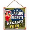 Rétro Targa Deco Metal 20 x 20 cm L'Apero recrute Engagez Vous