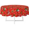 HOME ZEN HOUSEHOLD LINEN tovaglia art. nobile plastica pvc cerata antimacchia no stiro rosso natale copritavolo moderno da sala cucina con disegni fantasia (DIS.2, ROTONDO 160CM ⌀)