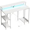 HOMCOM Scrivania per Computer Reversibile Ripiani, 120x50 cm, con Prese Elettriche e Luci LED, Bianco Effetto Legno | Aosom Italy