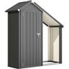 Outsunny Portalegna da Esterno con Armadietto Porta Attrezzi, 0.77 m², 150x66x162 cm, in Acciaio Zincato, Grigio Scuro | Aosom Italy