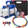 Sihao Pompa per Vuoto Aria Condizionata Frigorista, 1.8-4.8cfm HVAC Pompa per Vuoto Frigorista CVC 1/3 1/4 HP con Kit Manometri Collettore a 4 Vie e Tubo 1440 TR/Min Borsa per Il Trasporto