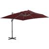 Coespram Ombrellone sospeso, 400 x 300 cm, inclinabile a 360°, con manovella in alluminio e base a croce, grande ombrellone per giardino e terrazza, rosso bordeaux