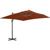 Coespram Ombrellone da giardino, 400 x 300 cm, inclinabile con manovella e base, grande ombrellone da giardino girevole a 360°, per giardino, terrazza e balcone, rettangolare, in alluminio, terracotta