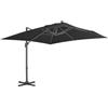 Coespram Ombrellone a sospensione 400 x 300 cm, colore antracite, grande ombrellone da giardino con palo in alluminio, sistema a manovella, girevole a 360 gradi e inclinabile, rettangolare, per